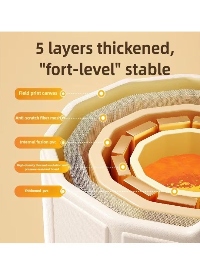 بيوينتي كرسي استحمام دائري قابل للطي محمول مع مسند ظهر، حوض استحمام للبالغين عازل سميك قابل للطي، حوض استحمام متعدد الاستخدامات للمنزل مع حوض استحمام قابل للطي مزود بطبقة عازلة ماء، أحواض الاستحمام المنزلية، حوض استحمام عائلي منفصل للكبار والصغار في الحمام - Image 4